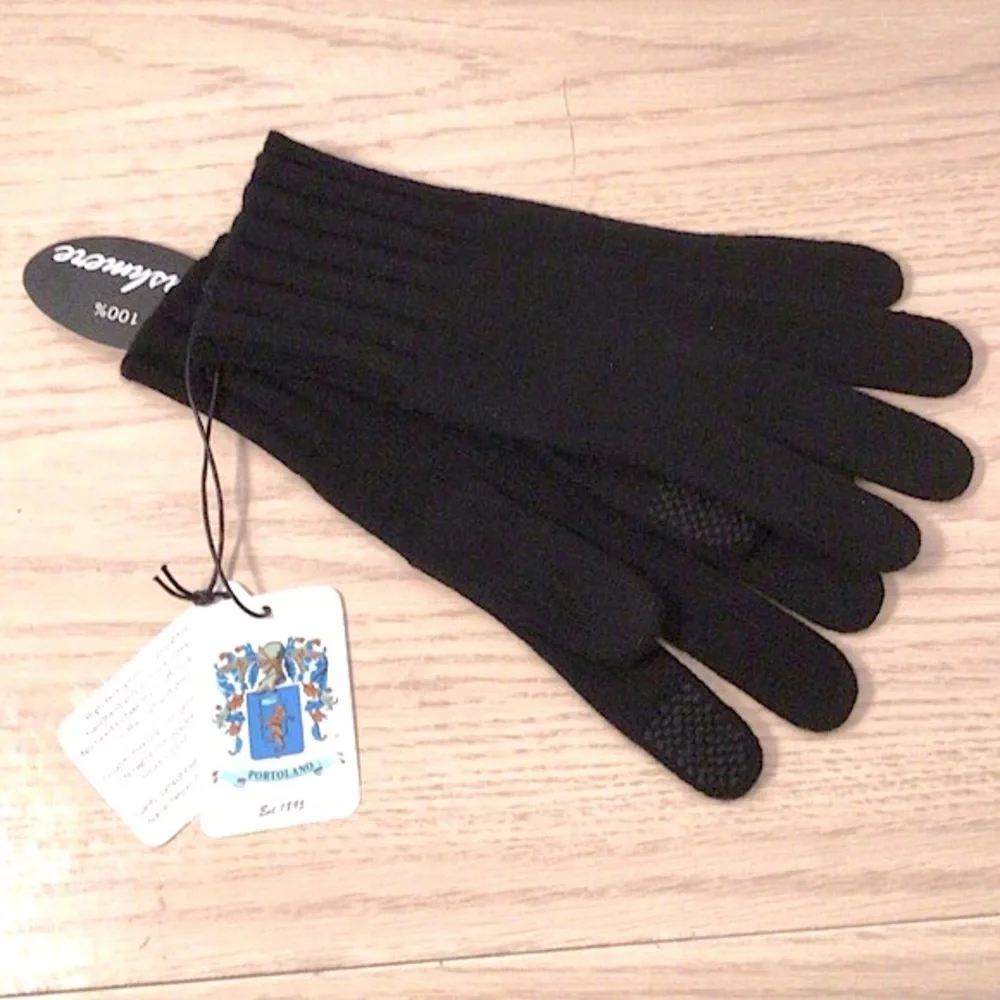 Portolano Cashmere Ribbed Cuff Gloves